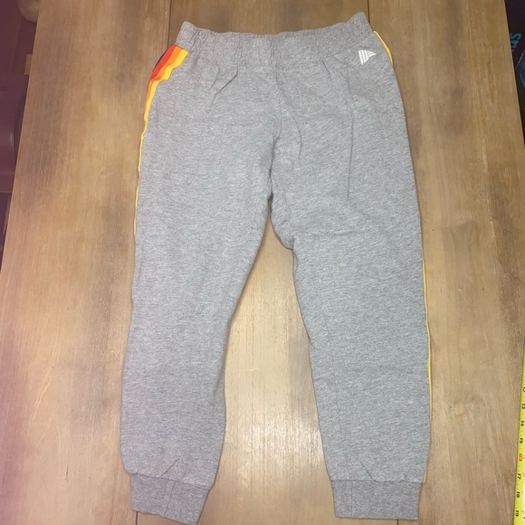 Aviator Nation Pants - Aviator Nation Gray Joggers with Yellow & Orange Side Stripes